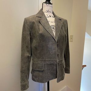 Genuine grey leather jacket blazer